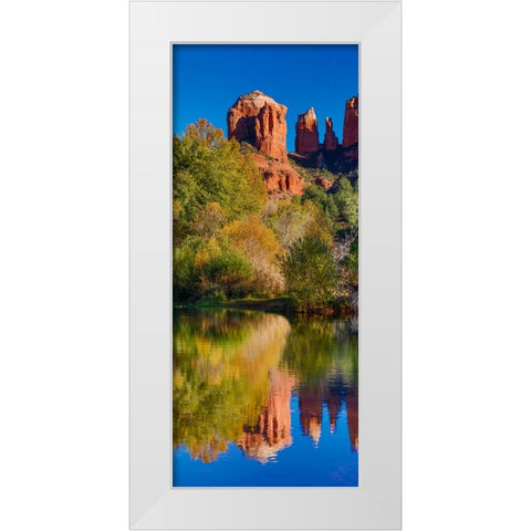 USA- Arizona- Red Rock State Park with Oak Creek and Cathedral Rock White Modern Wood Framed Art Print by Gulin, Darrell