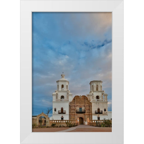 USA- Arizona- Tucson. Mission San Xavier del Bac White Modern Wood Framed Art Print by Gulin, Darrell