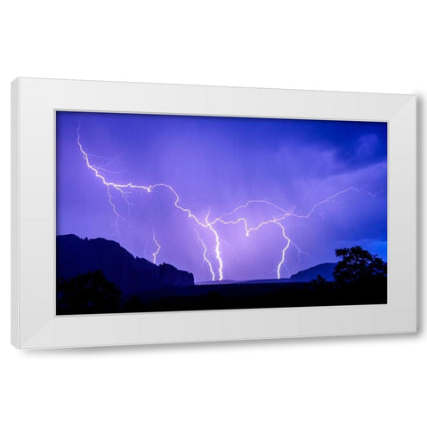 stormy-lightning White Modern Wood Framed Art Print by Theodore, George