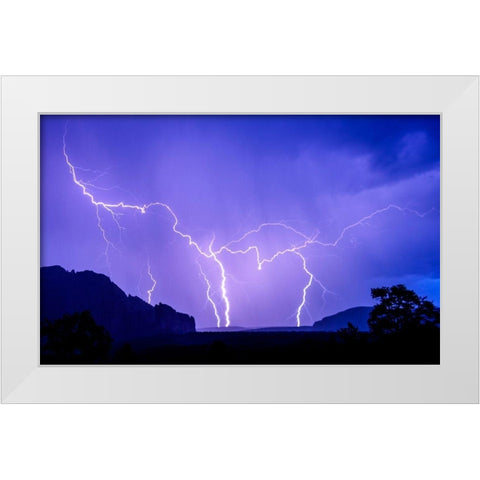 stormy-lightning White Modern Wood Framed Art Print by Theodore, George