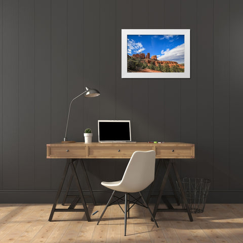 Sedona- Arizona. Cathedral Rock trailhead White Modern Wood Framed Art Print by Sienda, Jolly