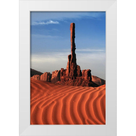 Totem pole-sand ripples-Monument Valley-Arizona-USA White Modern Wood Framed Art Print by Hersen, Michel