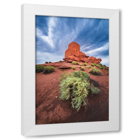 Evening light on Wukoki Ruin-Wupatki National Monument-Arizona White Modern Wood Framed Art Print by Bishop, Russ