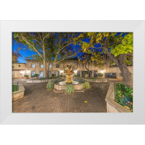 Arizona-Sedona Tlaquepaque at dawn-high end shopping center with art galleries and boutique stores White Modern Wood Framed Art Print by Tilley, Rob