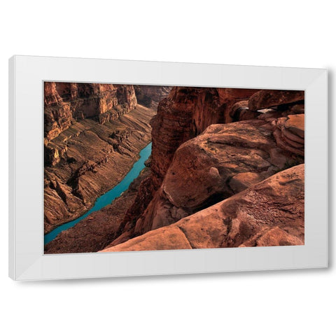 Colorado River meanders through the Grand Canyon below Toroweap Overlook White Modern Wood Framed Art Print by SMO