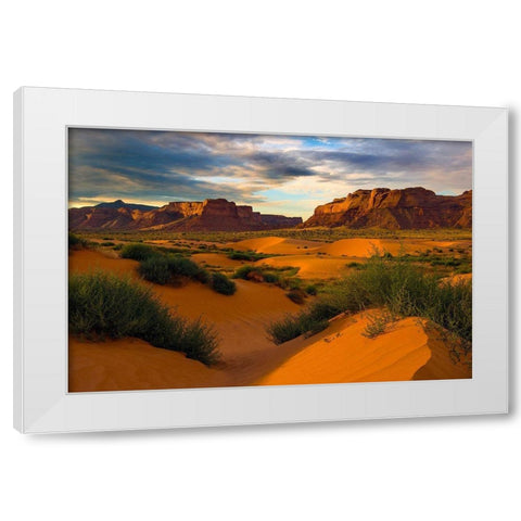 Lukachukai desert sand dunes in northern Arizona White Modern Wood Framed Art Print by SMO