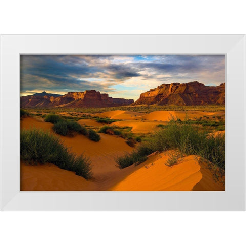 Lukachukai desert sand dunes in northern Arizona White Modern Wood Framed Art Print by SMO