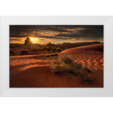 Lukashenka desert sand dunes in northern Arizona White Modern Wood Framed Art Print by SMO