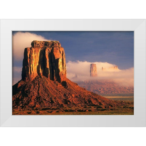 Clouds dance in the buttes in Monument Valley-on the Arizona-Utah border White Modern Wood Framed Art Print by SMO