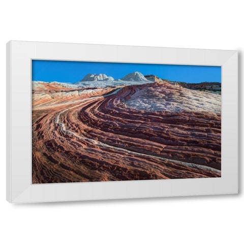 Swirls of colored sandstone in the white pockets area in northern Arizona White Modern Wood Framed Art Print by SMO