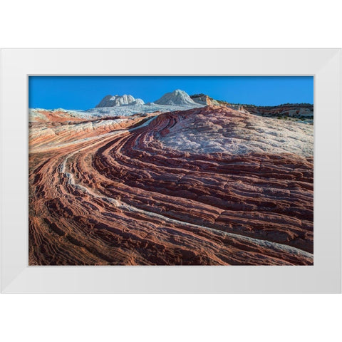 Swirls of colored sandstone in the white pockets area in northern Arizona White Modern Wood Framed Art Print by SMO