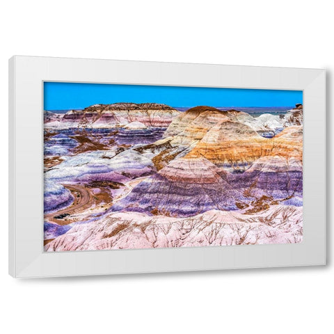 Blue Mesa Trail-Painted Desert-Petrified Forest National Park-Arizona White Modern Wood Framed Art Print by Perry, William