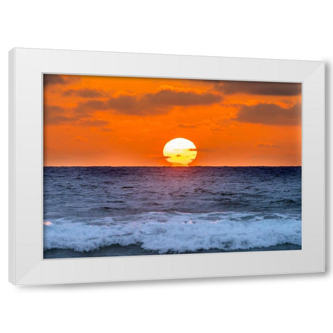 Sunset Waves Sun Horizon La Jolla Shores Beach San Diego California White Modern Wood Framed Art Print by Perry, William