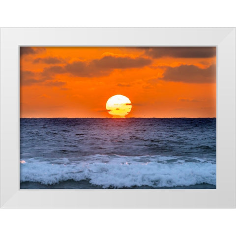 Sunset Waves Sun Horizon La Jolla Shores Beach San Diego California White Modern Wood Framed Art Print by Perry, William