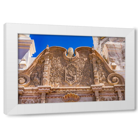 Front- San Xavier del Bac Mission- Tucson- Arizona White Modern Wood Framed Art Print by Perry, William