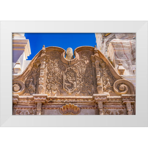 Front- San Xavier del Bac Mission- Tucson- Arizona White Modern Wood Framed Art Print by Perry, William