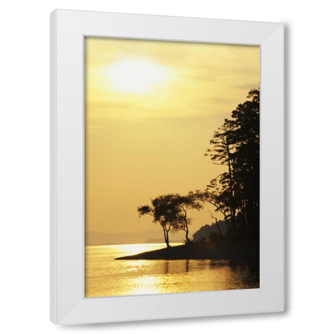 Arkansas Sunset on Lake Ouachita, Ouachita NF White Modern Wood Framed Art Print by Flaherty, Dennis