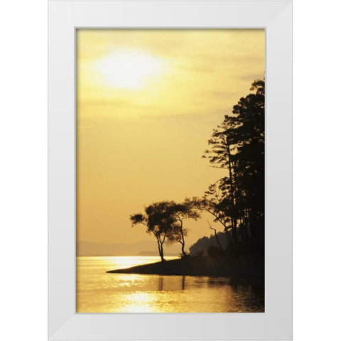 Arkansas Sunset on Lake Ouachita, Ouachita NF White Modern Wood Framed Art Print by Flaherty, Dennis