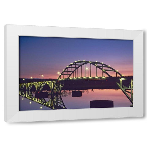 Arkansas, Ozark Ozark Bridge over Arkansas River White Modern Wood Framed Art Print by Flaherty, Dennis