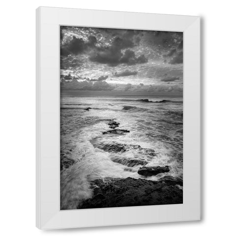 USA-California-La Jolla Ocean and rocks at dusk White Modern Wood Framed Art Print by Collins, Ann