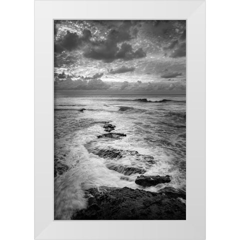 USA-California-La Jolla Ocean and rocks at dusk White Modern Wood Framed Art Print by Collins, Ann