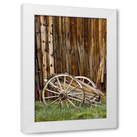 Abandoned wooden wagon-Bodie State Historic Park-California White Modern Wood Framed Art Print by Jones, Adam