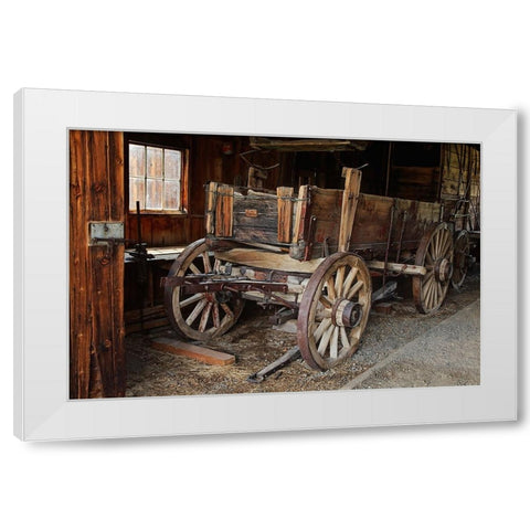 Abandoned ore wagon-Bodie State Historic Park-California White Modern Wood Framed Art Print by Jones, Adam