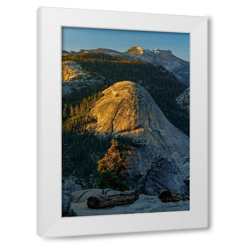 View of North Dome from Glacier Point at sunset-Yosemite National Park-California White Modern Wood Framed Art Print by Jones, Adam