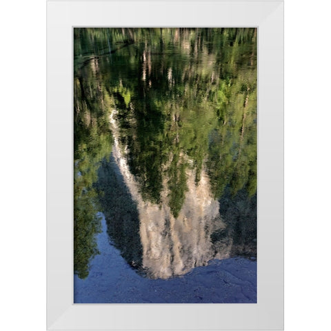 El Capitan reflected on Merced River-Yosemite National Park-California White Modern Wood Framed Art Print by Jones, Adam