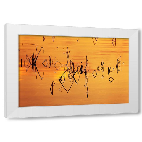 Reed pattern and sunset reflected on Tuolumne River-Tuolumne Meadows White Modern Wood Framed Art Print by Jones, Adam