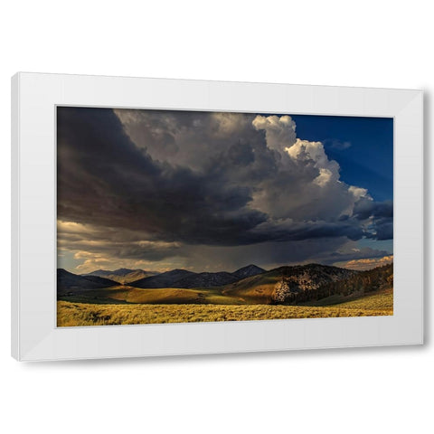 Storm clouds rolling in at sunset-White Mountains-Inyo National Forest-California White Modern Wood Framed Art Print by Jones, Adam
