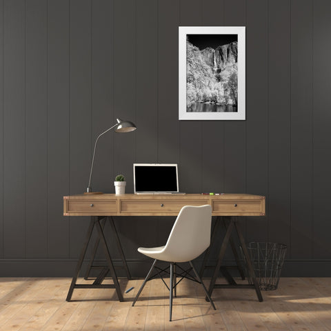 Infrared of Yosemite Falls-Yosemite National Park-California White Modern Wood Framed Art Print by Jones, Adam
