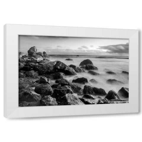 Rocky Muir Beach Evening-California-USA White Modern Wood Framed Art Print by Miller, Anna