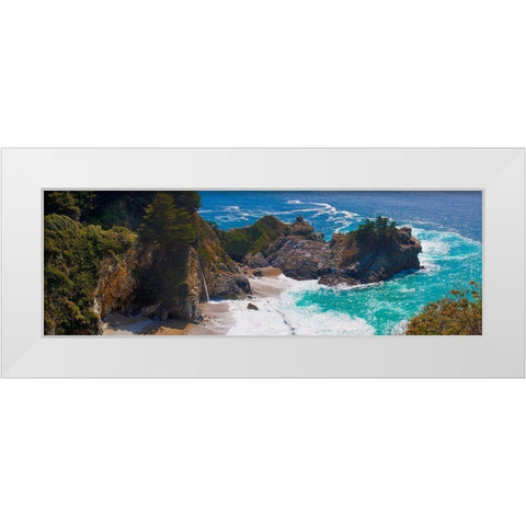 McWay Falls-Julia Pfeiffer Burns State Park-Big Sur-California-USA White Modern Wood Framed Art Print by Miller, Anna