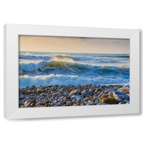 Large Waves on Rockaway Beach-Pacifica-California-USA White Modern Wood Framed Art Print by Miller, Anna