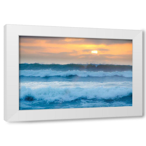 Rockaway Beach Sunset-Pacifica-California-USA White Modern Wood Framed Art Print by Miller, Anna