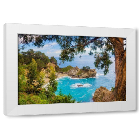 McWay Falls-Julia Pfeiffer Burns State Park-Big Sur-California-USA White Modern Wood Framed Art Print by Miller, Anna