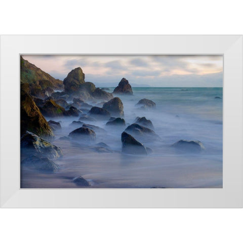 Muir Beach Dusk-Marin County-California-USA White Modern Wood Framed Art Print by Miller, Anna