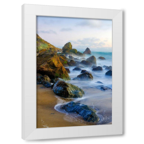 Muir Beach Dusk-Marin County-California-USA White Modern Wood Framed Art Print by Miller, Anna