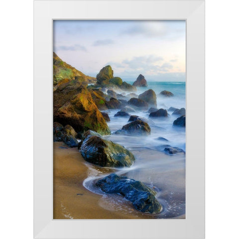 Muir Beach Dusk-Marin County-California-USA White Modern Wood Framed Art Print by Miller, Anna