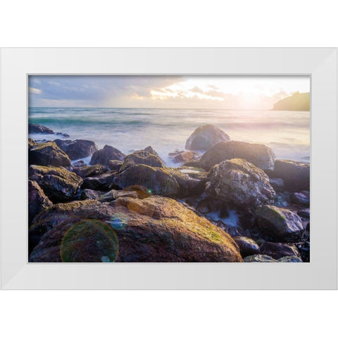 Sunset on Muir Beach-Marin County-California-USA White Modern Wood Framed Art Print by Miller, Anna
