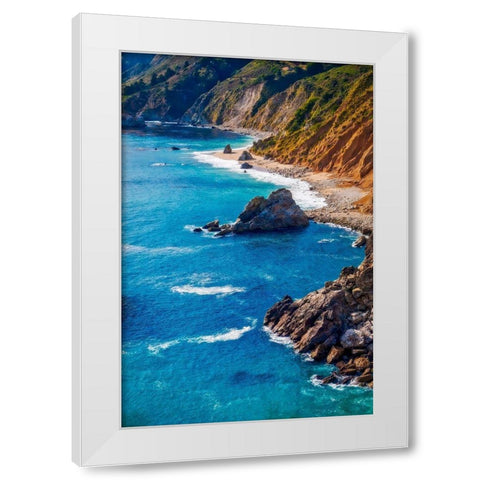 Big Sur Coastal Cliffs-California-USA White Modern Wood Framed Art Print by Miller, Anna