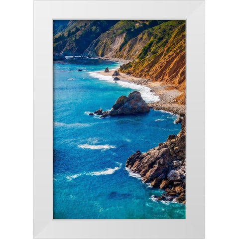Big Sur Coastal Cliffs-California-USA White Modern Wood Framed Art Print by Miller, Anna