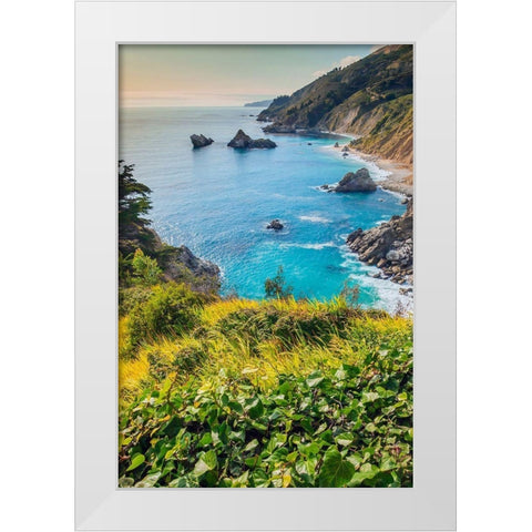 Big Sur Area-California-USA White Modern Wood Framed Art Print by Miller, Anna