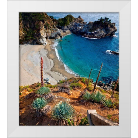 McWay Falls-Julia Pfeiffer Burns State Park-Big Sur-California-USA White Modern Wood Framed Art Print by Miller, Anna