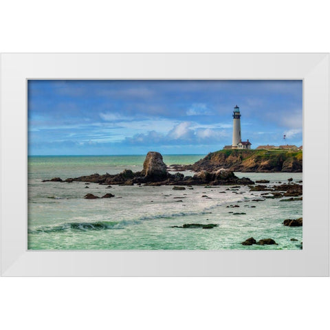 Pigeon Point Lighthouse-Big Sur-California-USA White Modern Wood Framed Art Print by Miller, Anna