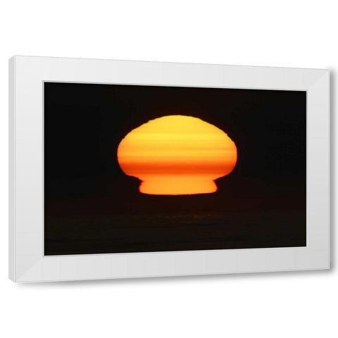 CA, La Jolla Sun at sunset distorts shape White Modern Wood Framed Art Print by Morris, Arthur