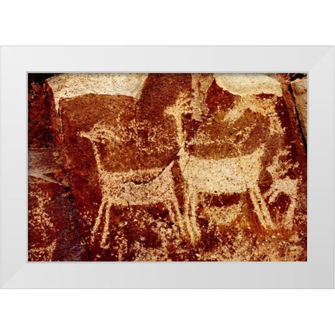 California, Little Petroglyph Canyon Petroglyphs White Modern Wood Framed Art Print by Welling, Dave