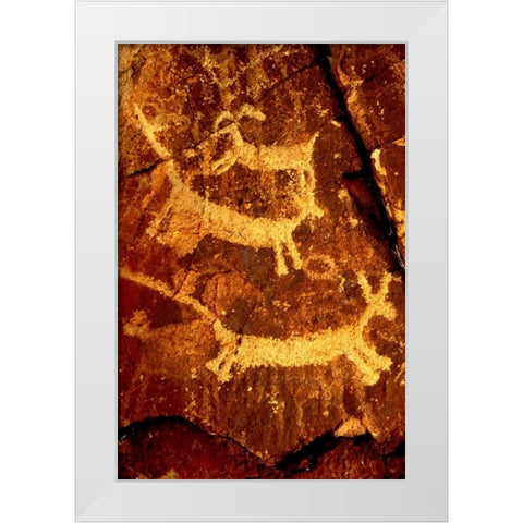 California, Little Petroglyph Canyon Petroglyphs White Modern Wood Framed Art Print by Welling, Dave