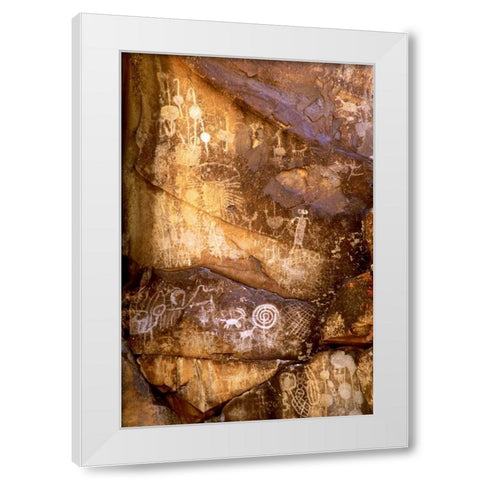 California, Little Petroglyph Canyon Petroglyphs White Modern Wood Framed Art Print by Welling, Dave